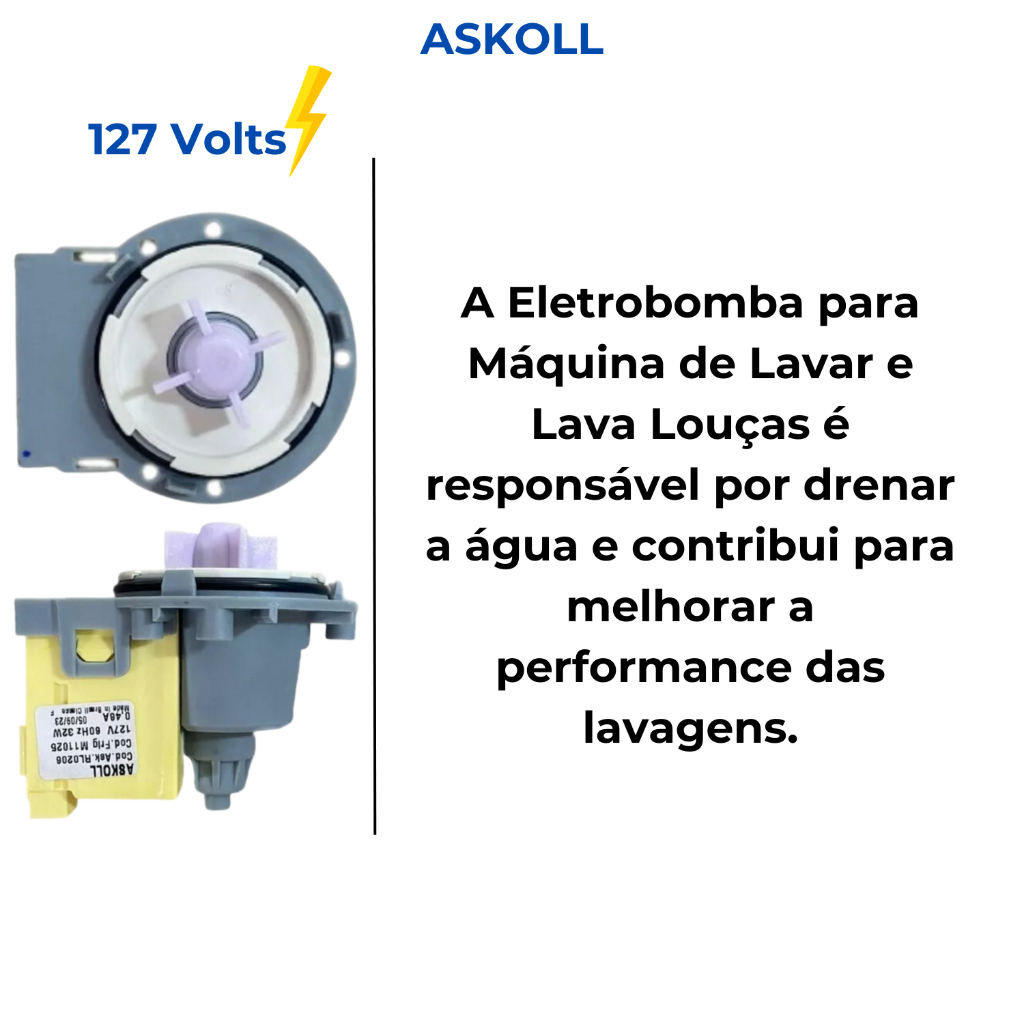 Bomba De Drenagem Eletrobomba De Drenagem Compativel Lavadora Electrolux Brastemp Askoll 110v