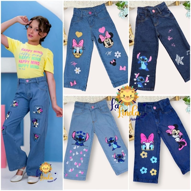 Calça jeans infantil juvenil wideleg