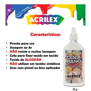 Cola Pano Para Tecidos De Algodão Branca Sem Cor 35g Acril em Oferta na Shopee