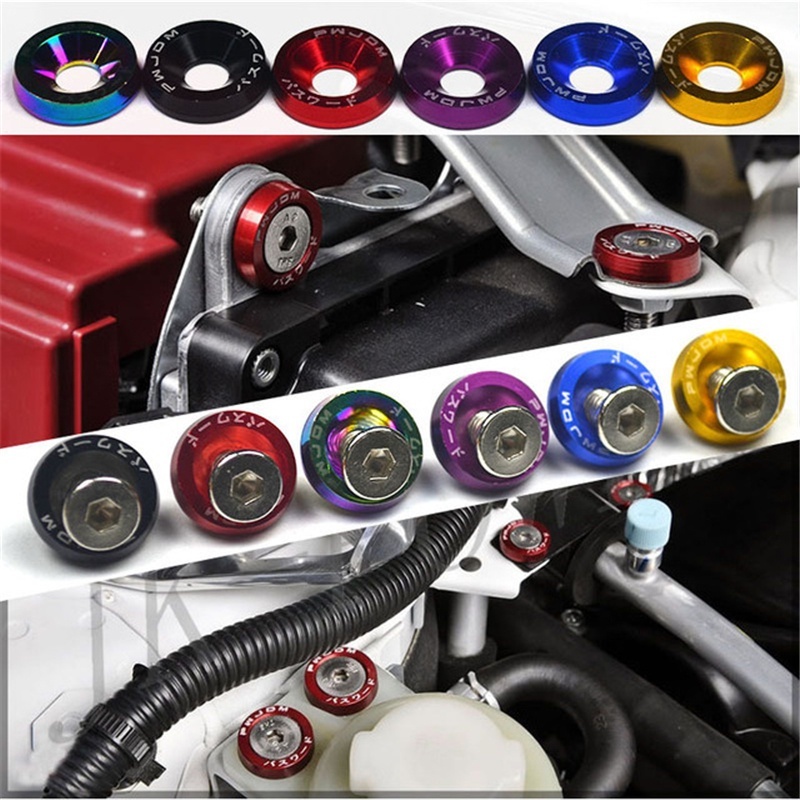 Fender Adicionar À Lista De Desejos 10Pcs/Pack M6 Arruelas De Alumínio Estilo JDM E Parafuso De Pára-Lamas