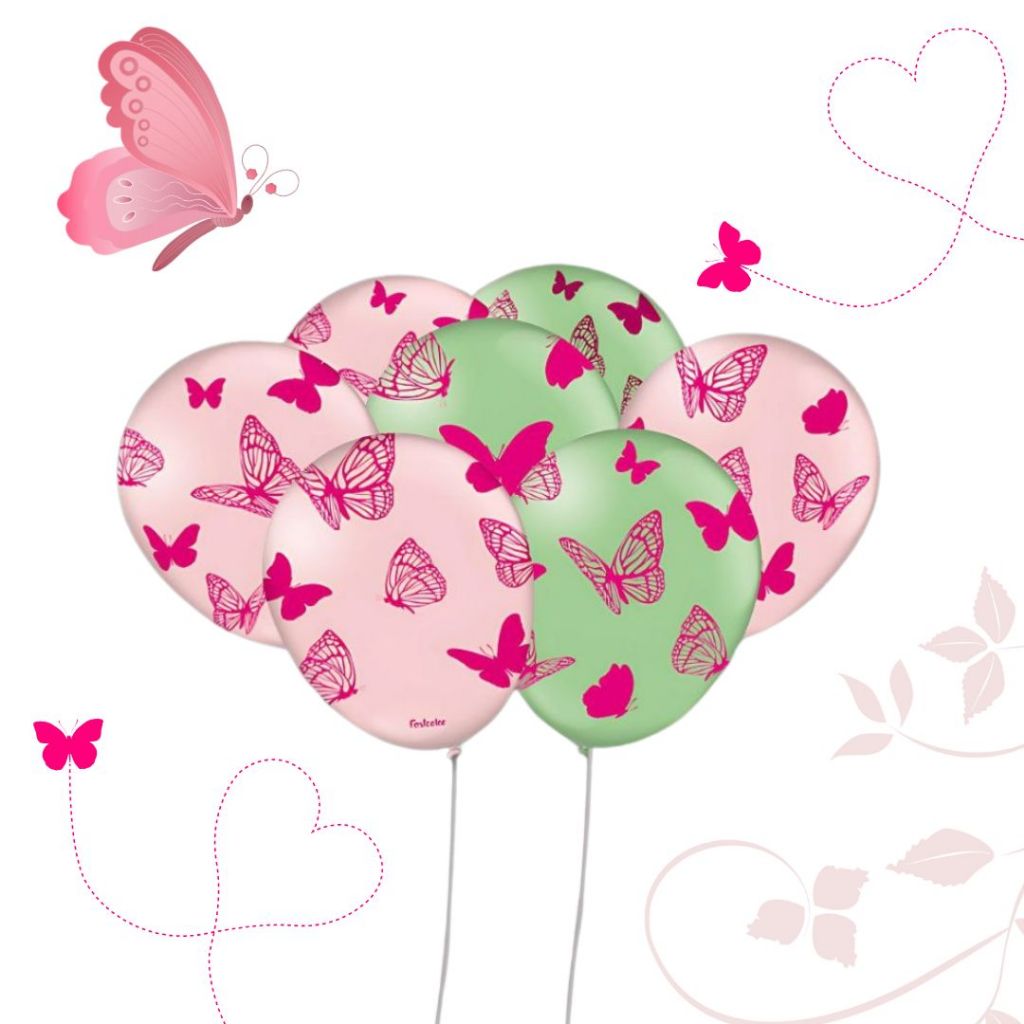 25~125 BALÃO JARDIM BORBOLETAS BEXIGA FESTA  n°9 FESTCOLOR