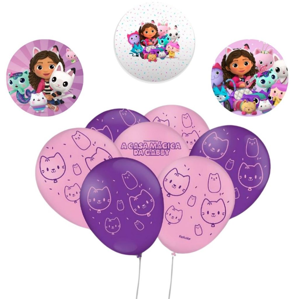 25~125 BALÃO CASA MÁGICA DA GABBY BEXIGA FESTA  n°9 FESTCOLOR em Oferta na Shopee