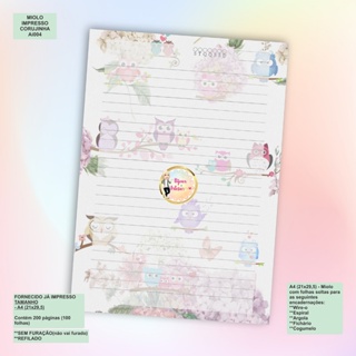 100 FOLHAS - MIOLO IMPRESSO P/ CADERNO/DIARIO/BLOCO (REFIL) TAMANHO A4 (21X29,7) em Oferta na Shopee