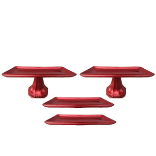 Kit 2 Bandeja Retangulares com pé e 2 Bandeja Retangulares sem pé em Oferta na Shopee