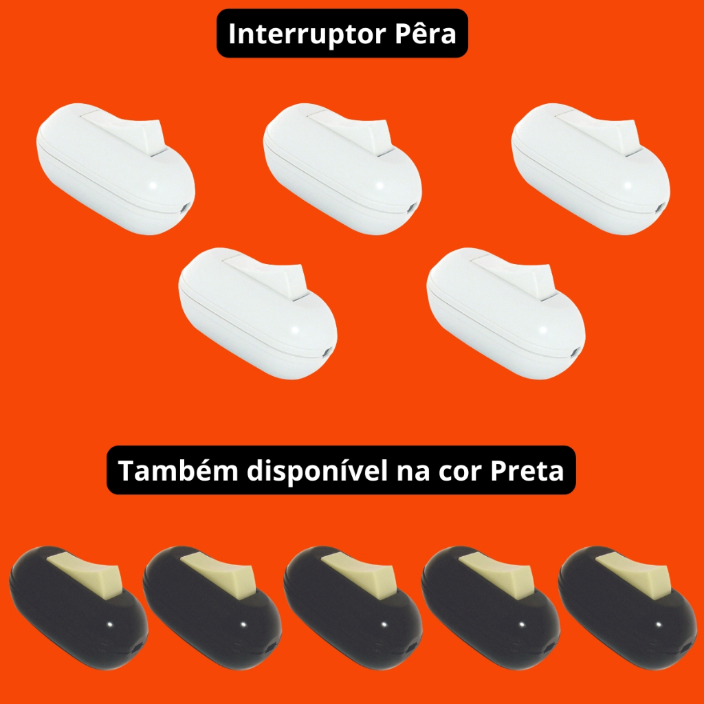 Interruptor Pêra Branca 1 Tecla Simples Radial c/ 5 pç
