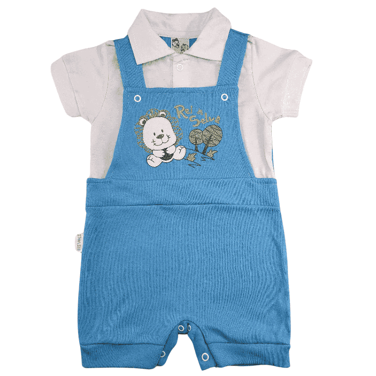 Roupinha Bebê Jardineira Leão Suedine Menino Verão 100% Algodão em Oferta na Shopee