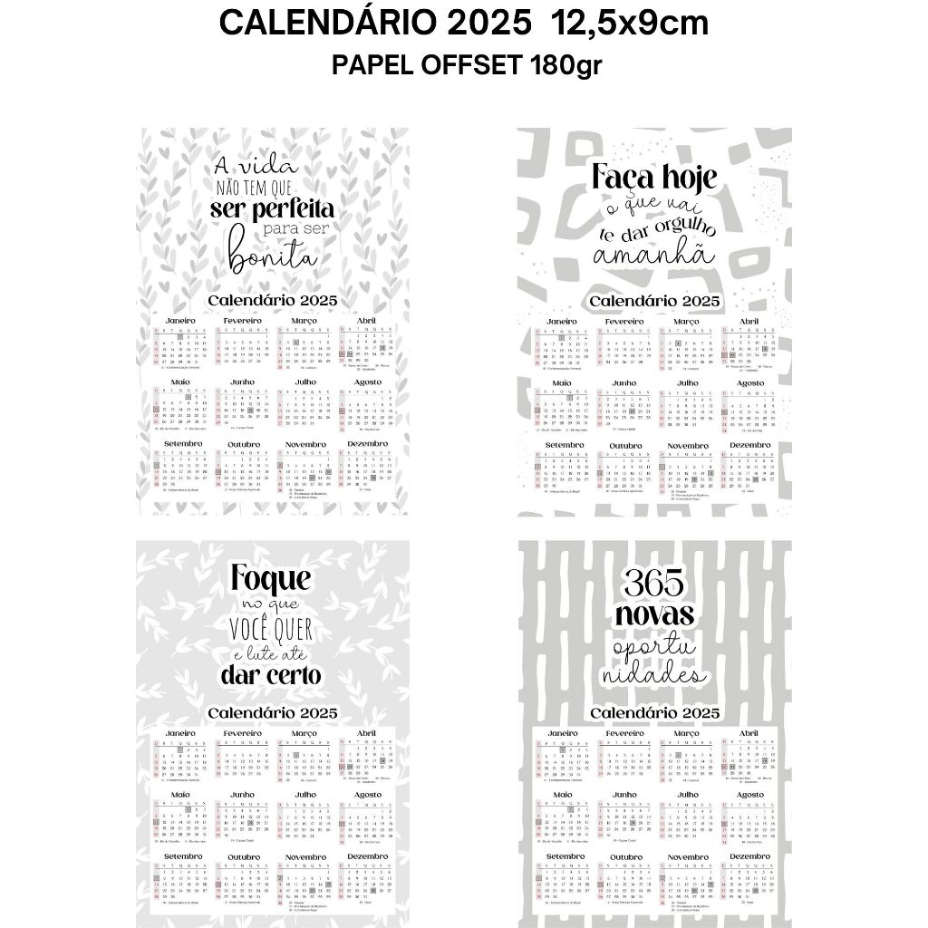 80 Unid. Calendário Personalizado 2025 para Brinde