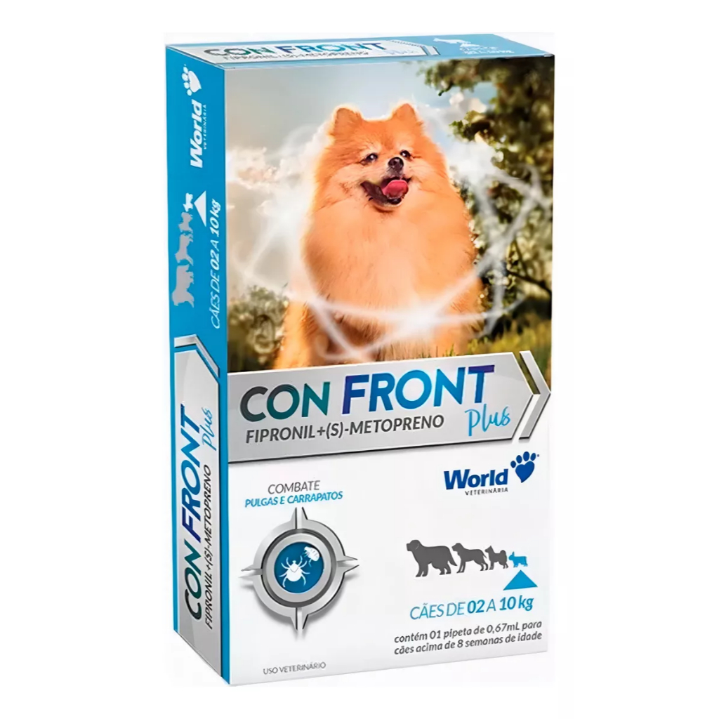 Confront Plus 2 a 10kg Antipulgas Fipronil Cães