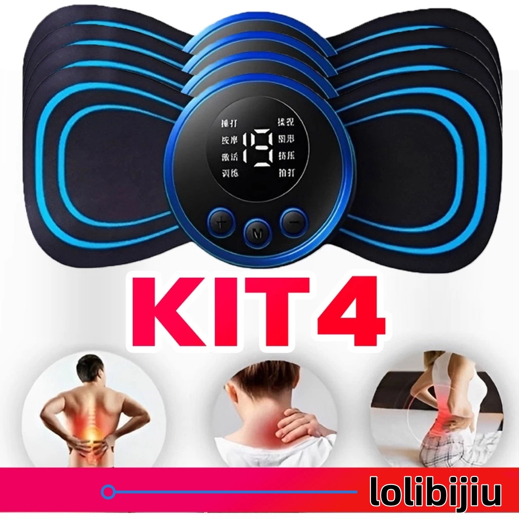 KIT Mini Massageador EMS Estimulador Elétrico De Pescoço Portátil Para Alívio Da Dor Muscular Cervical