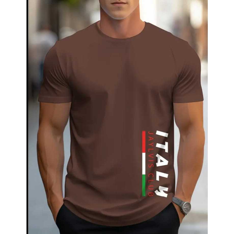 Camiseta Masculina ITALY Simples De Manga Curta Gola Redonda Estampada Lançamento
