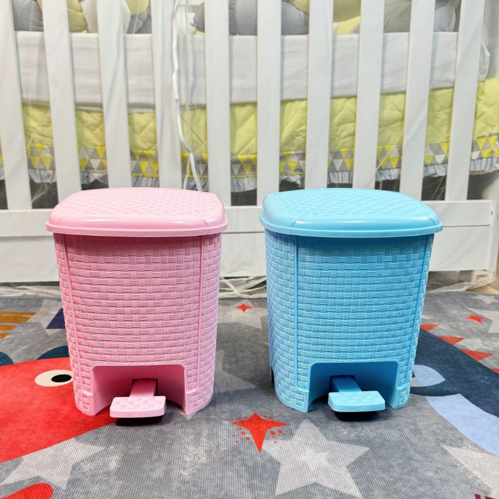 Lixeira Rattan 6l Baby Infanti ROSA E AZUL