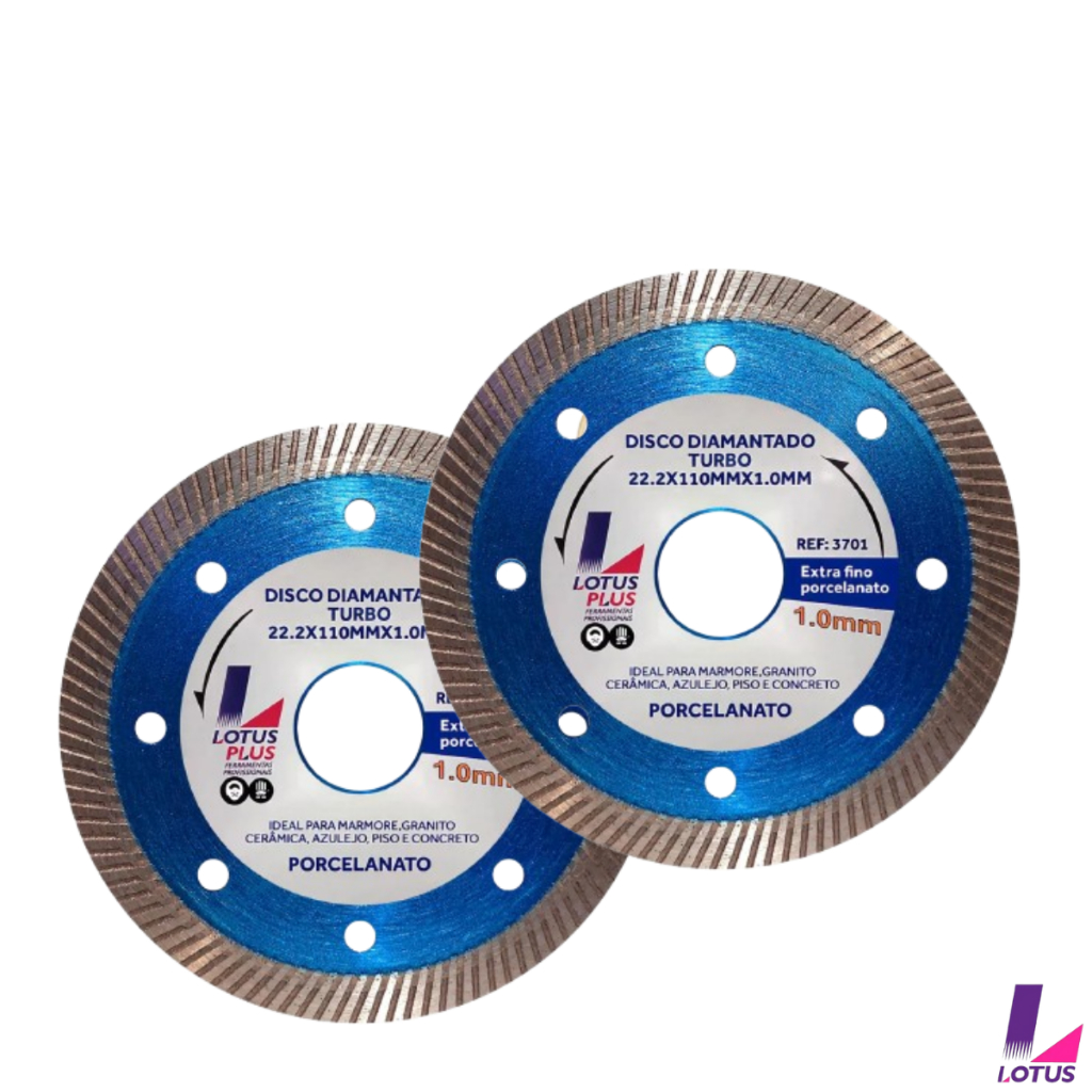 Kit 2 Disco Diamantado Turbo Extra Fino 110mm Corte Porcelanato - LOTUS