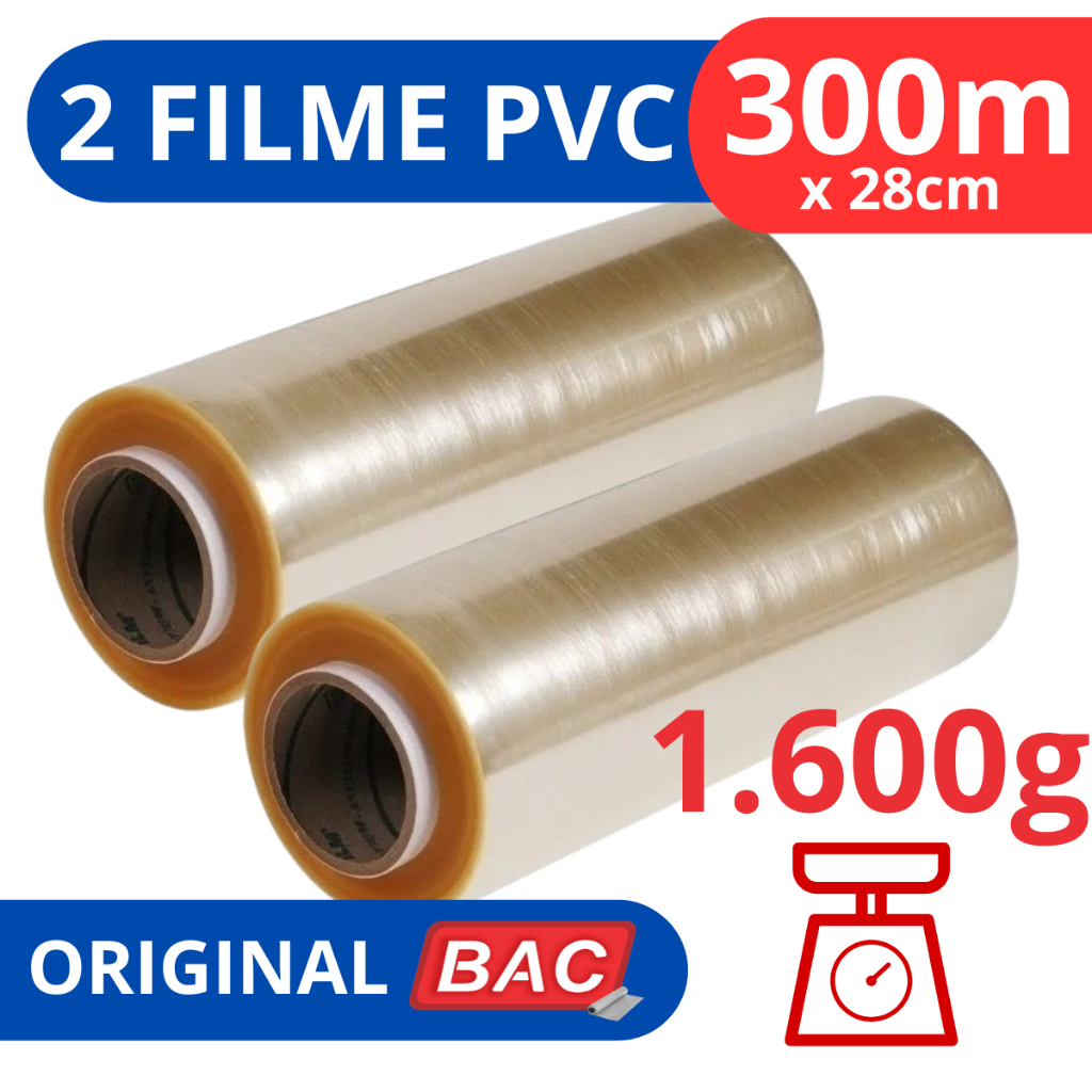 Kit 2 Rolo Bobina Plastico De Filme Pvc 28cm X 300 Metros Original BAC
