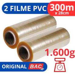 Kit 2 Rolo Bobina Plastico De Filme Pvc 28cm X 300 Metros Original BAC