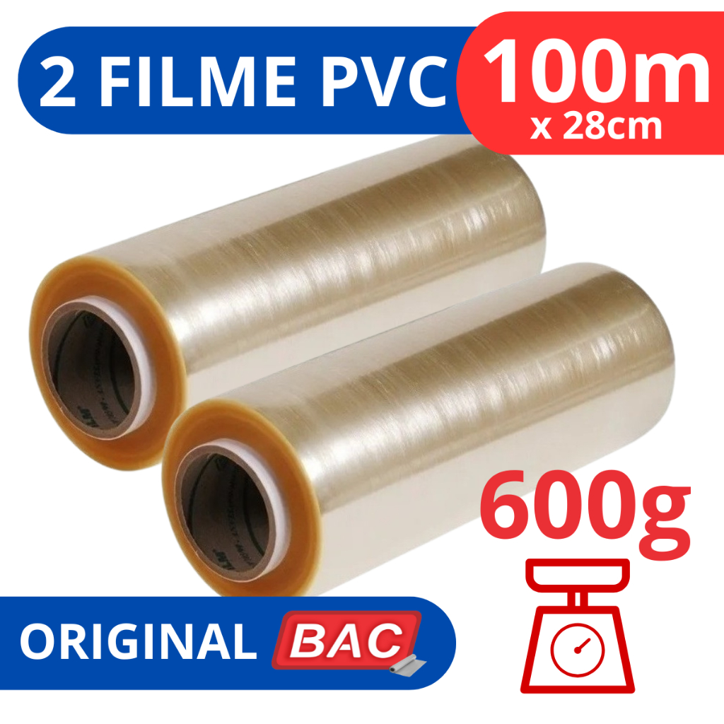 Kit 2 Rolo Bobina Plastico De Filme Pvc 28cm X 100 Metros Original BAC em Oferta na Shopee
