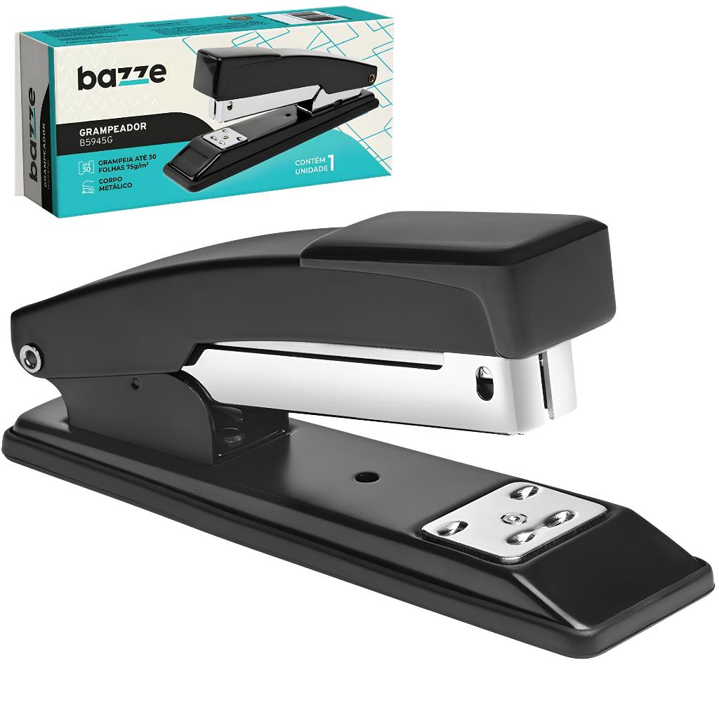 Grampeador De Metal Até 30 Folhas Durável de Alta Qualidade Cor Preto Para Grampo 26/6 - Bazze em Oferta na Shopee