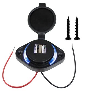 TOMADA USB VEICULAR ENTRADA 12/24V/SAÍDA 5V - 1A + 2.1A C/ ILUMINAÇÃO AZUL