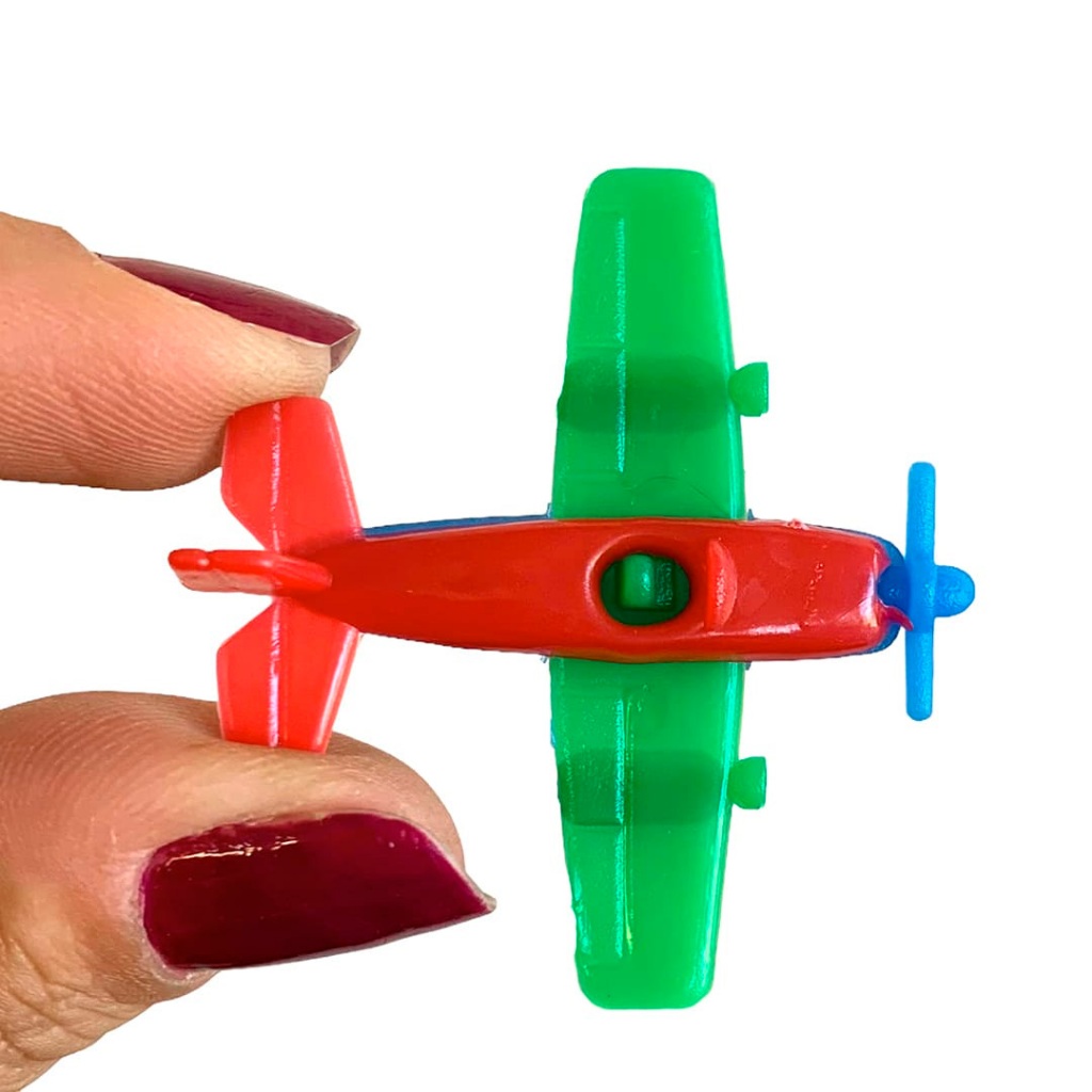 Kit 100 Mini Avião Brinquedo Lembrancinha Sacolinha Surpresa p/ Aniversário Infantil Festa Prenda