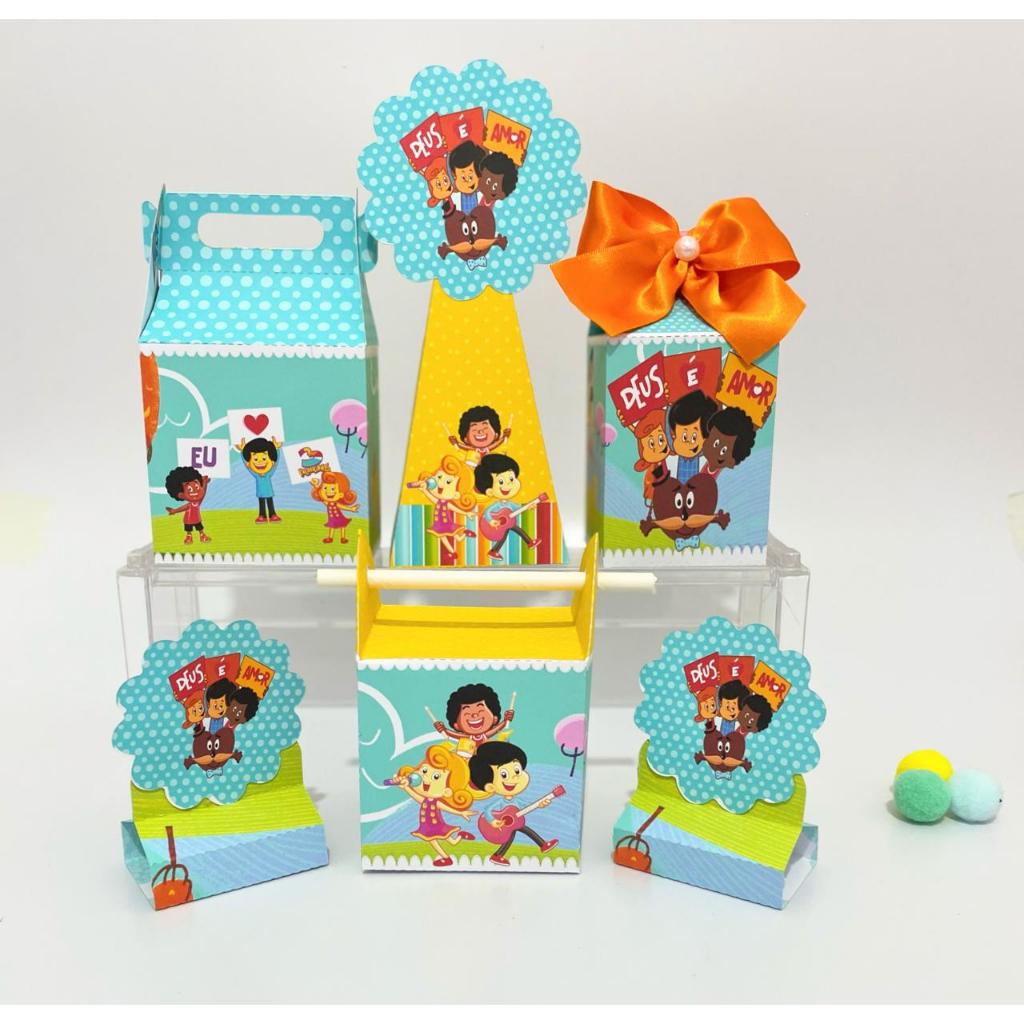 Kit Festa  Personalizado 3 Palavrinhas Pegue e Monte Lembrancinhas - Aniversário - Caixinhas Personalizadas - Papelari