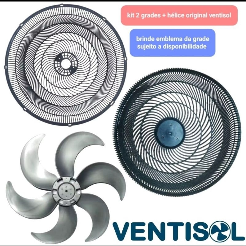 Kit grade dianteira e grade traseira + hélice para Ventilador ventisol 40cm