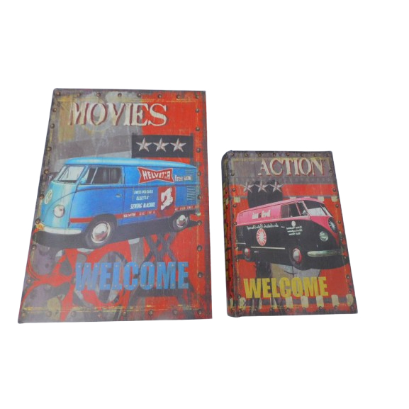LIVROS PORTA TRECO KOMBI PERUA VOLKSWAGEN CAMUFLADOS COFRE KIT COM DOIS ORNAMENTO ESTANTE LIVRO