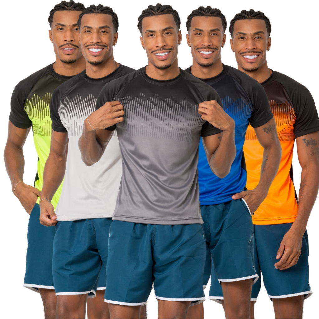 KIT 5 Camisas Masculinas DRYFIT Colorida Sublimada Leve Para Corrida Academia Futebol