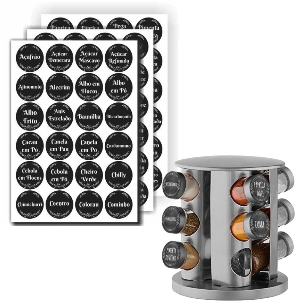 Etiquetas Kit Com 80 Adesivos Porta Tempero e condimentos Cozinha 38x38m em Oferta na Shopee