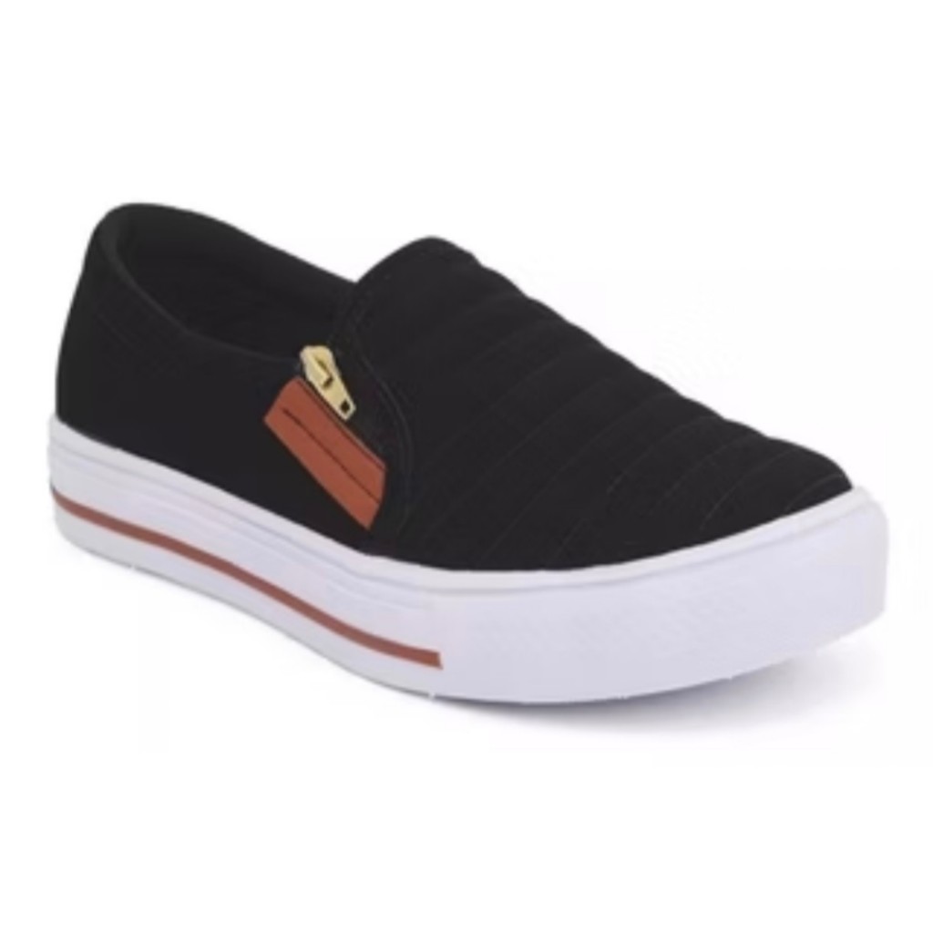 Ténis feminina slimp on calça fácil sapatilha ziper facio de usar em Oferta na Shopee