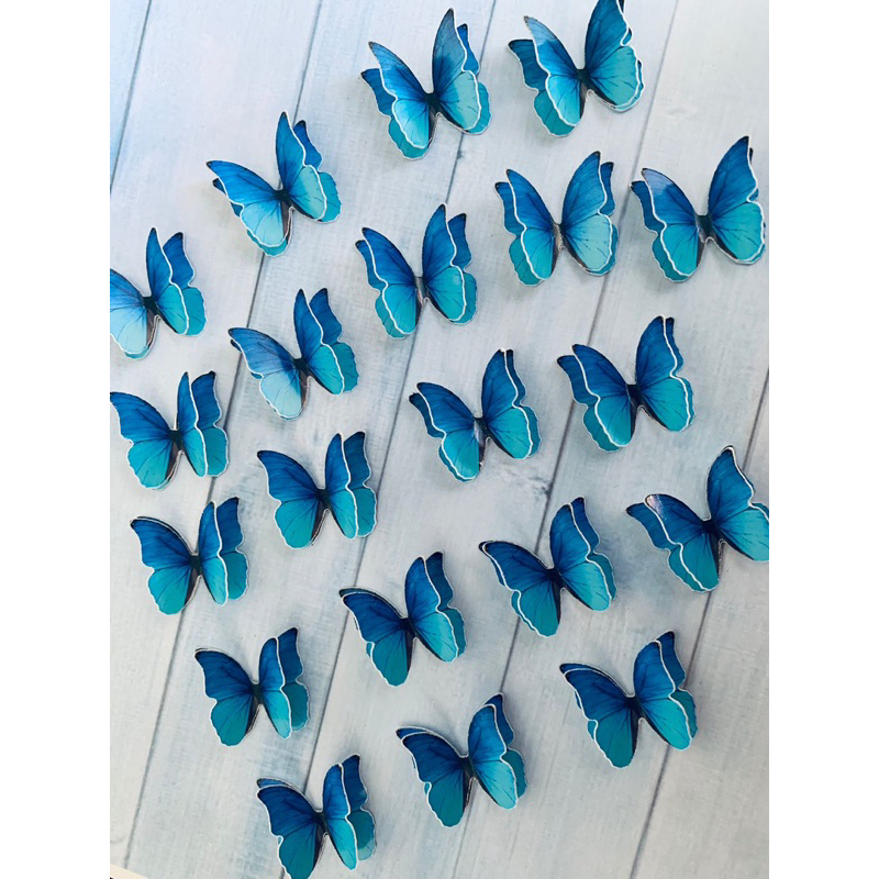 KIT 100 UNIDADES aplique borboletas de 2,5cm cor azul🦋 em Oferta na Shopee