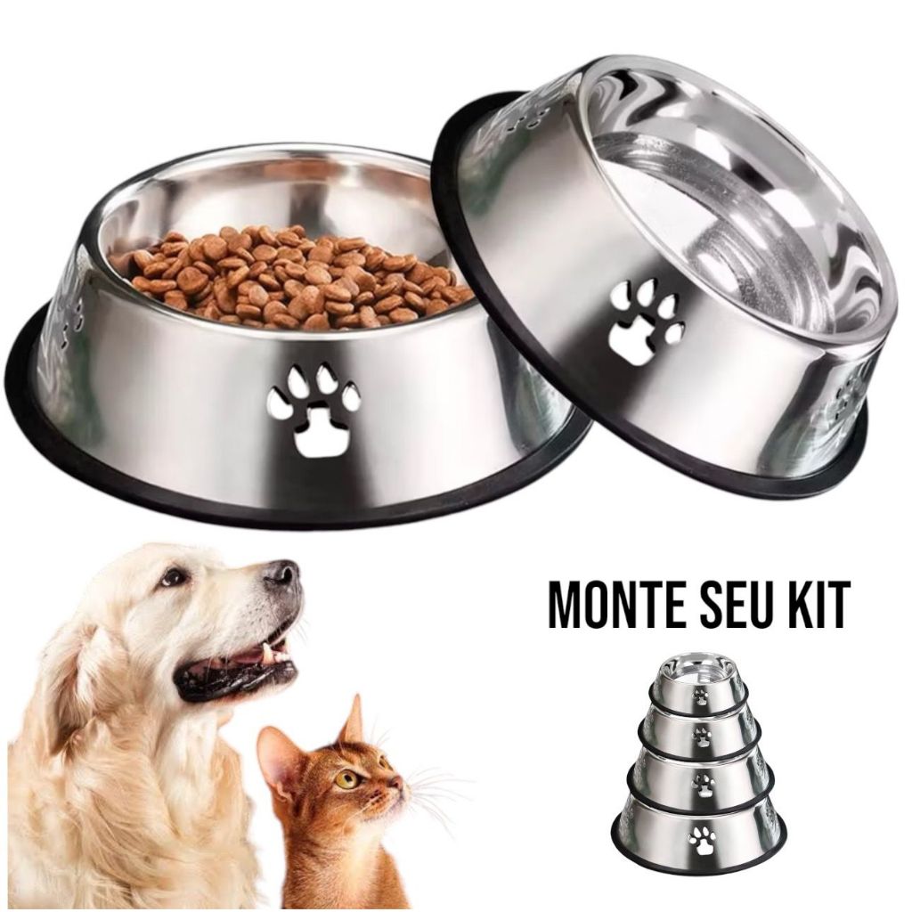 Vasilha Comedouro Bebedouro Pote Tigela Inox para Cães e Gato Pet Cachorro em Oferta na Shopee