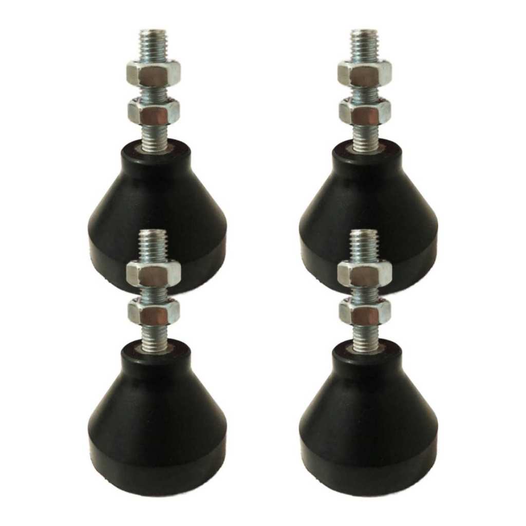 Kit 04 Pçs Amortecedor Pé Nivelador Sapata Borracha M10 Carga 400Kg