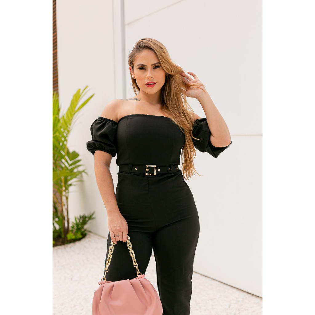 Macacão Feminino Festa Social Gringa Luxo Alfaiatária Macacão Longo Feminino Top Alfaiatária