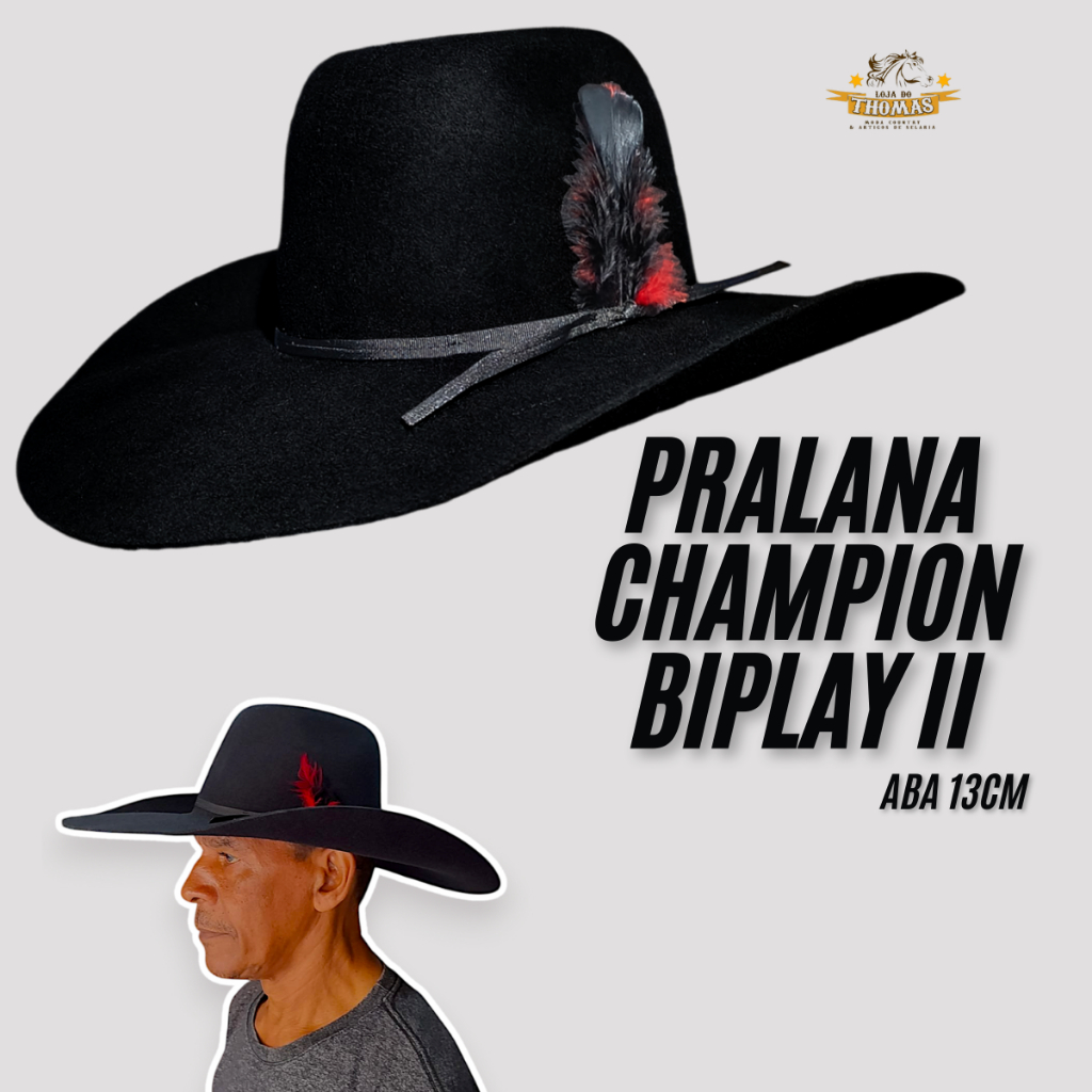 Chapéu Country Pralana Champion Biplay II Preto aba 13