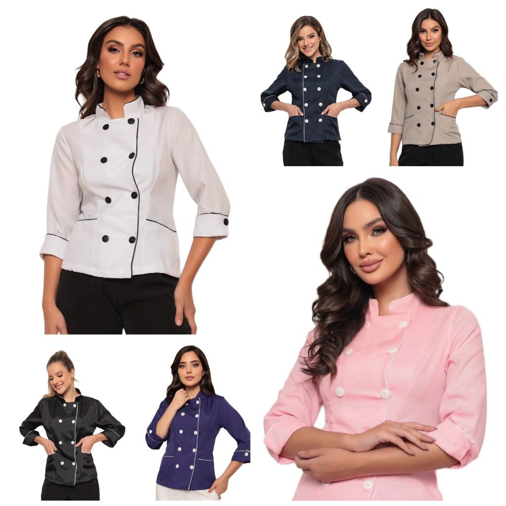 Dólmã Feminina Manga 3/4 Oxford Várias Cores Ivy Gardenia Jalecos