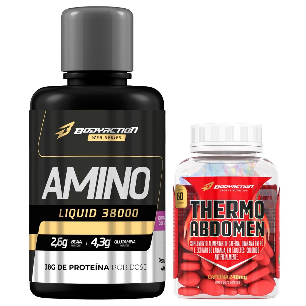 Kit Amino Liquid 38000 480ml + Thermo Abdomen Bodyaction - Health