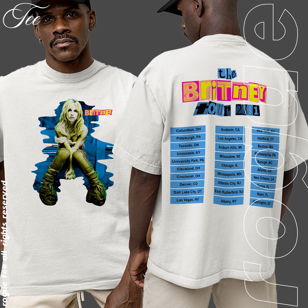 Camiseta Basica e OVERSIZED The Britney Spears B-army World Tour 2001 Vintage Unissex em Oferta na Shopee