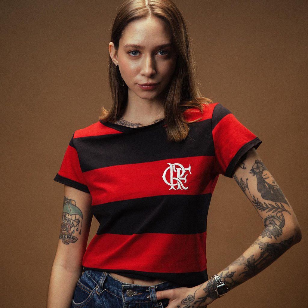 Camisa Flamengo Feminina Retrô Baby Look Cropped Oficial