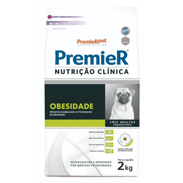 Ração Seca Premier Pet Nutrição Clinica Cães Raças Pequenas Obesidade - 2Kg