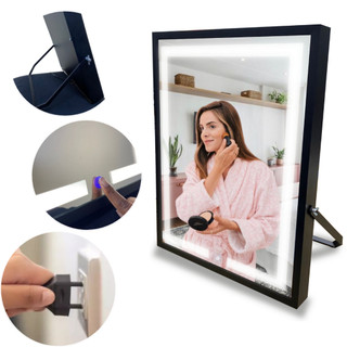 Espelho De Mesa Preto Com Led 4000k Touch- 50x38cm - Maquiagem em Oferta na Shopee