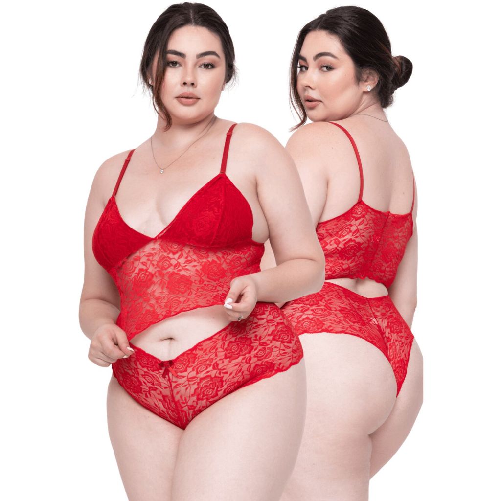 Conjunto Espera Marido Plus Size Sensual Babydool Renda