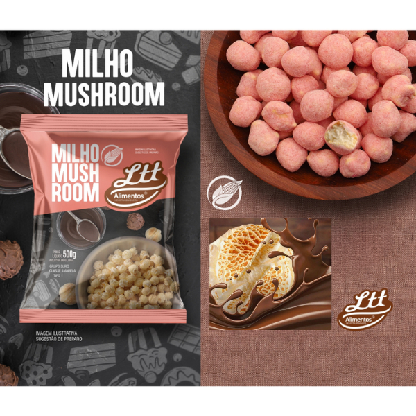 Milho Para Pipoca Mushroom Diferenciado Receitas Gourmet 500g LTT Alimentos Marca Oficial