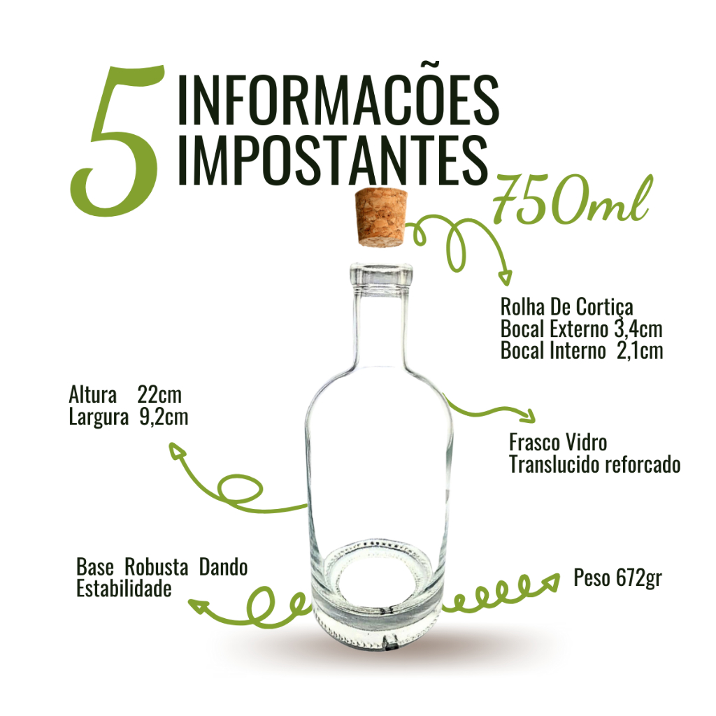 02 Garrafa Vidro 750ml Balena Licor Luxo Bebidas Terrário com Rolha