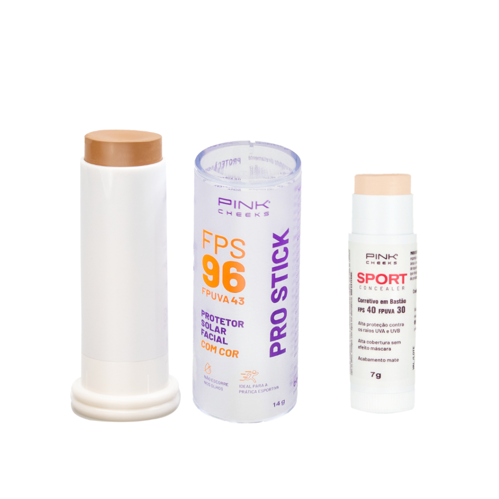Proteção + Cobertura PINK CHEEKS - Pro Stick + Corretivo em Oferta na Shopee