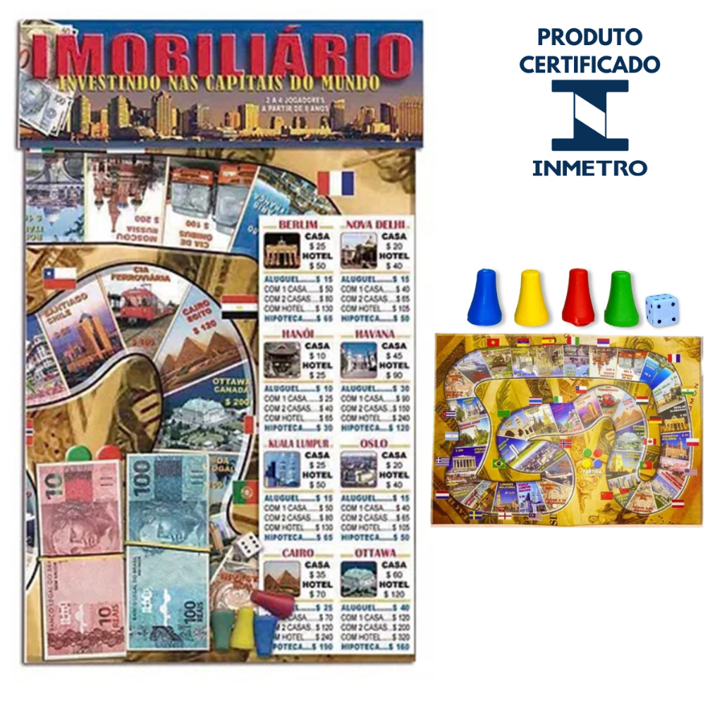 Jogo De Tabuleiro Banco Imobiliário Mesa Brinquedo Educativo