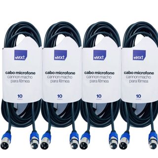 Kit 4 Cabo Microfone Xlr Canon Macho X Femea Balanceado Dmx Bm800 10M