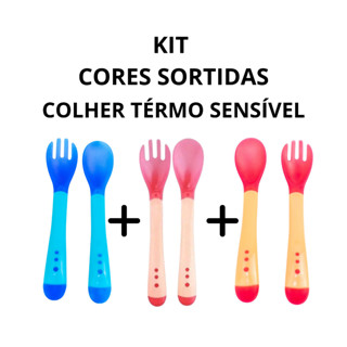 Kit 3 Colher Garfo Termo Sensível De Silicone Muda de Cor Em Altas Temperaturas Proteção B...