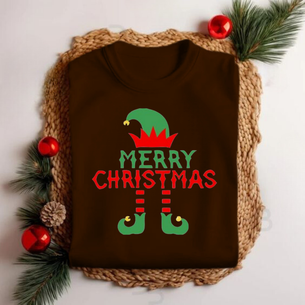 T-shirt Camiseta Estampa Natal '' Merry Christmans Elfo'' Duende Papai Noel Presentes Festas Look