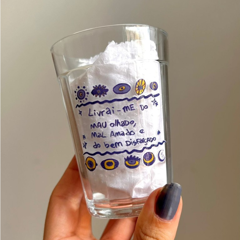 Copo Olho Grego Proteção - Vidro 190ml em Oferta na Shopee