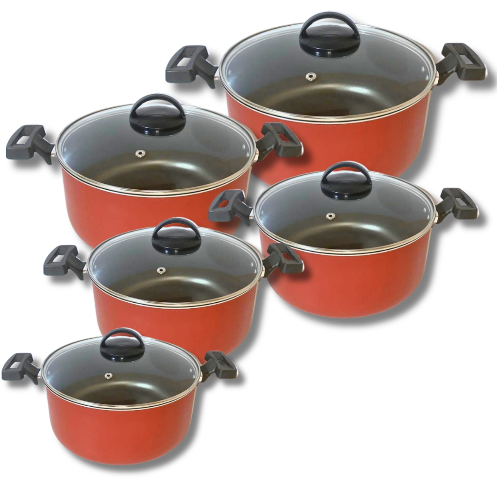 Jogo De Panelas 5 Peças Antiaderente Com Tampa De Vidro GAL em Oferta na Shopee