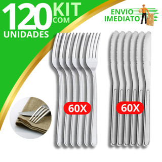 Kit 120 Talheres Garfos e Facas em Aço Inox Premium Alta Qualidade Para Restaurantes em Oferta na Shopee